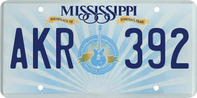 MS license plate AKR392