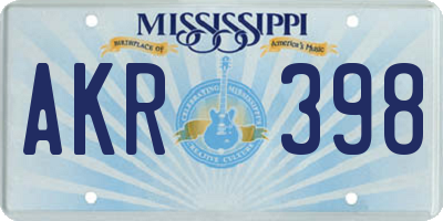 MS license plate AKR398