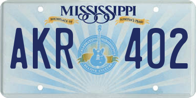MS license plate AKR402