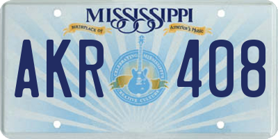 MS license plate AKR408