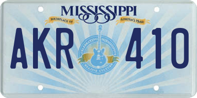 MS license plate AKR410