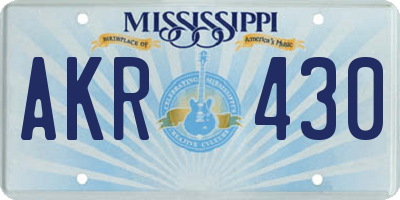 MS license plate AKR430