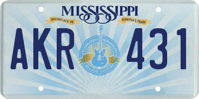 MS license plate AKR431