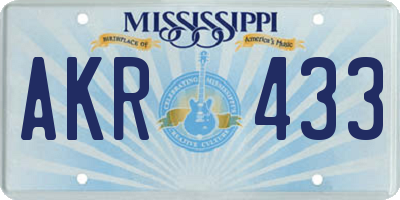 MS license plate AKR433
