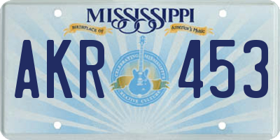 MS license plate AKR453