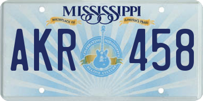 MS license plate AKR458