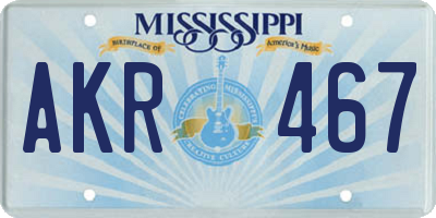 MS license plate AKR467