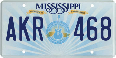 MS license plate AKR468