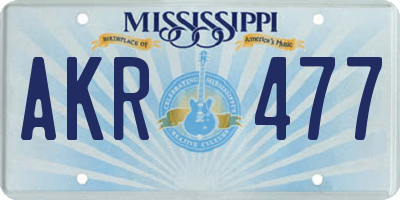 MS license plate AKR477
