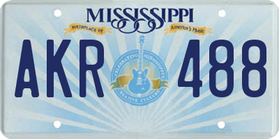 MS license plate AKR488