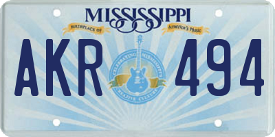 MS license plate AKR494