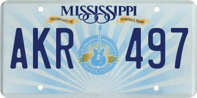 MS license plate AKR497