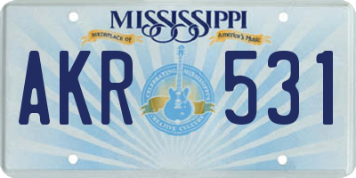 MS license plate AKR531