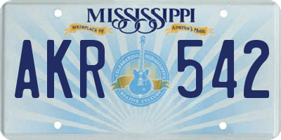 MS license plate AKR542