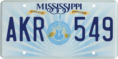 MS license plate AKR549