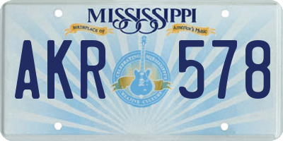 MS license plate AKR578