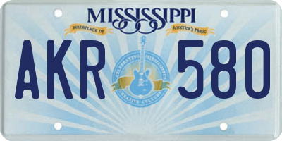 MS license plate AKR580
