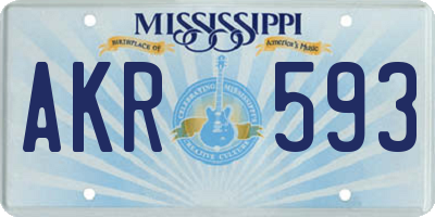 MS license plate AKR593