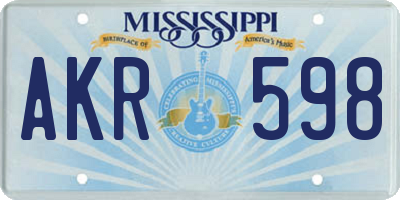 MS license plate AKR598