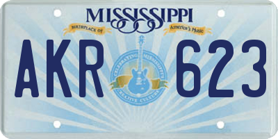 MS license plate AKR623