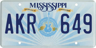 MS license plate AKR649