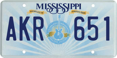 MS license plate AKR651