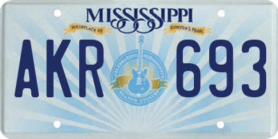 MS license plate AKR693