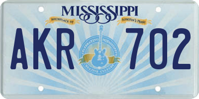 MS license plate AKR702