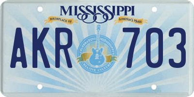 MS license plate AKR703