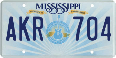 MS license plate AKR704