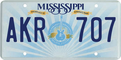 MS license plate AKR707