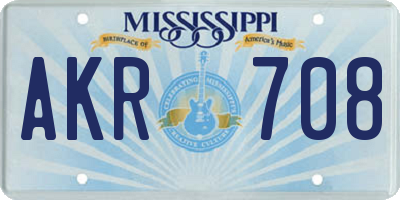 MS license plate AKR708