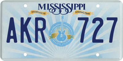 MS license plate AKR727