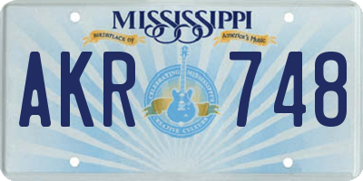 MS license plate AKR748