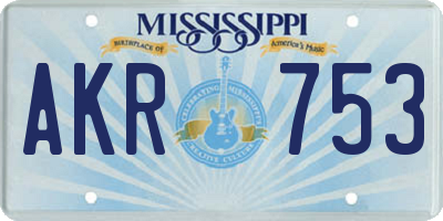 MS license plate AKR753