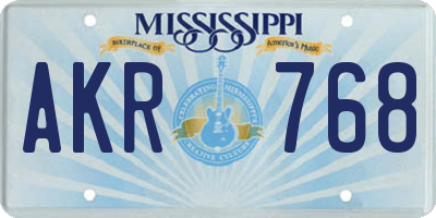 MS license plate AKR768