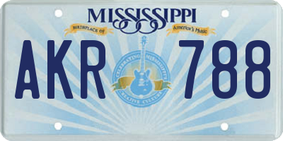 MS license plate AKR788