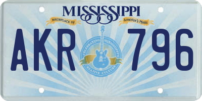 MS license plate AKR796