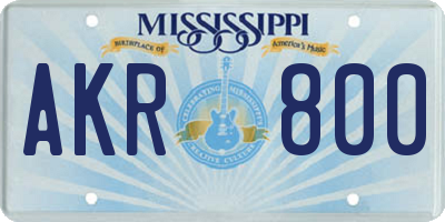 MS license plate AKR800