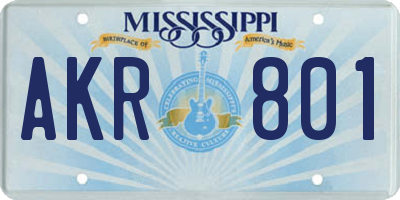 MS license plate AKR801