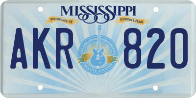 MS license plate AKR820