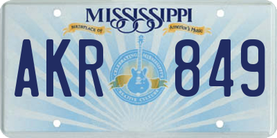 MS license plate AKR849