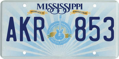 MS license plate AKR853