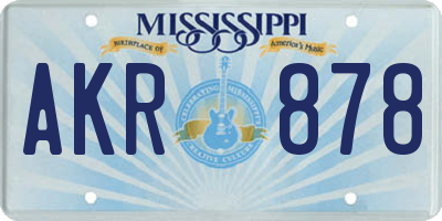 MS license plate AKR878