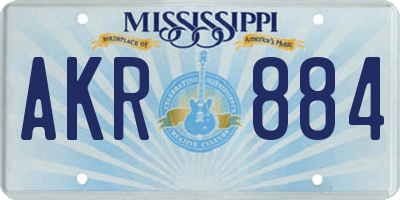 MS license plate AKR884