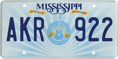 MS license plate AKR922