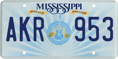MS license plate AKR953