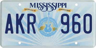MS license plate AKR960