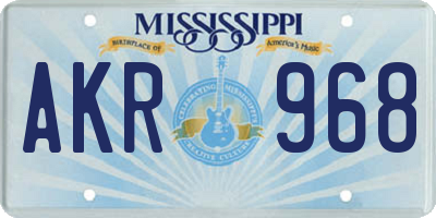 MS license plate AKR968