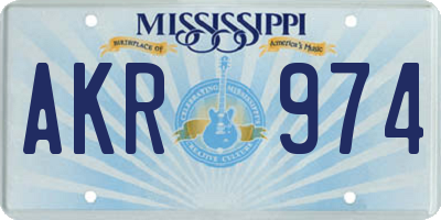 MS license plate AKR974